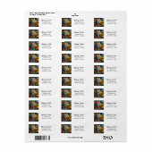 Schattige Oranje Kat in Bloemen  Etiket (Full Sheet)