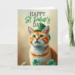Schattige oranje kat met shamrocks St. Patrick's D Kaart
