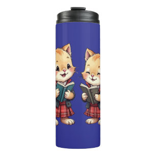 Schattige Oranje Kittens Lezen Burns Night Poëzie Thermosbeker