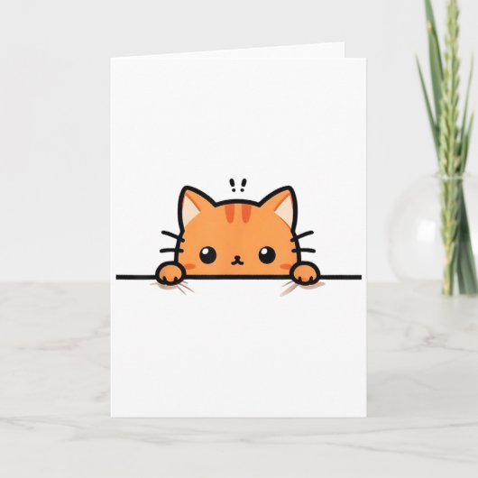 Schattige Oranje Kittige Kat die naar Jou gluurt S Kaart (Voorkant)