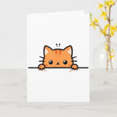 Schattige Oranje Kittige Kat die naar Jou gluurt S Kaart (Gele Bloem)