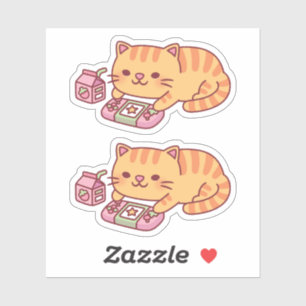 Schattige Oranje Lapjeskat Ontspant Met Videospell Sticker