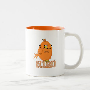 Schattige Oranje Nerd Vogel Tweekleurige Koffiemok