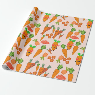 Schattige Oranje Partij Wortel Cadeaupapier