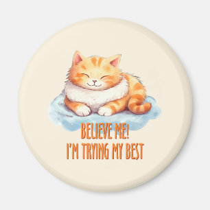 Schattige Oranje Tabby Cat- Ik probeer mijn best Magneet
