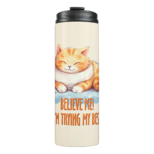 Schattige Oranje Tabby Cat- Ik probeer mijn best Thermosbeker