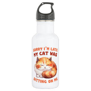 Schattige Oranje Tabby Cat- Sorry dat ik te laat b Waterfles