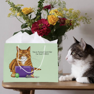 Schattige Oranje Tabby Groene Vaderdag Paarse  Groot Cadeauzakje