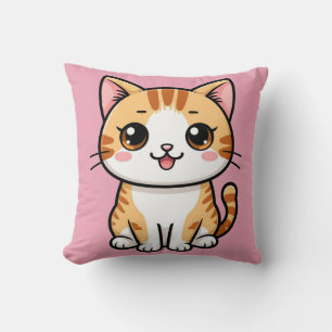 Schattige Oranje Tabby Kat Cartoon Dierlijke Stijl Kussen
