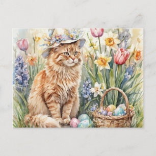 Schattige oranje tabby kat Pasen  Briefkaart