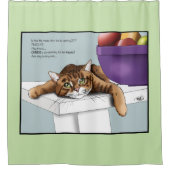 Schattige Oranje Tabby Kat Snoepjes Grappig Wachte Douchegordijn (Voorkant)