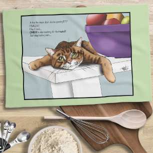 Schattige Oranje Tabby Kat Snoepjes Grappig Wachte Theedoek