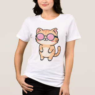 Schattige oranje tabby met zonnebril - Esthetische Tri-Blend Shirt