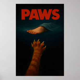 Schattige Oranje Tabby vs Menselijke Voet Poster