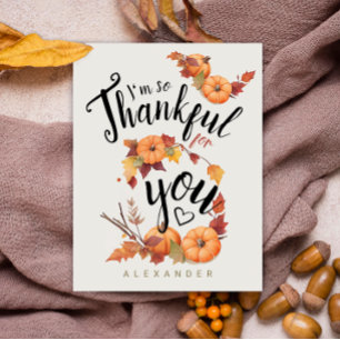 Schattige oranje Thanksgiving dankbare vriend pomp Briefkaart