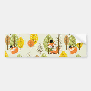 Schattige Oranje Vos Herfst Bomen Bos Hipster Bumpersticker