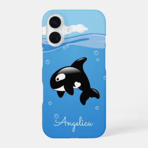 Schattige Orka Walvis in Oceaan met Aangepaste Naa iPhone 16 Hoesje