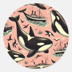 Schattige orkapatroon ronde sticker