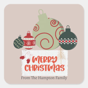Schattige ornament Familie of bedrijf Flat Holiday Vierkante Sticker