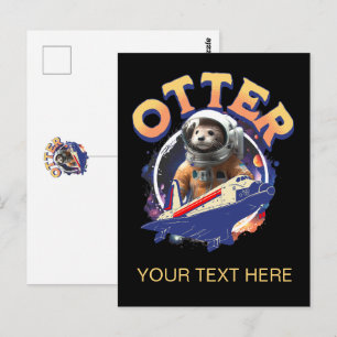 Schattige Otter Astronaut Buitenruimte Shuttle Cad Briefkaart