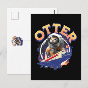 Schattige Otter Astronaut Buitenruimte Shuttle Cad Briefkaart