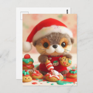 Schattige otter bakken kerstkoekjes briefkaart