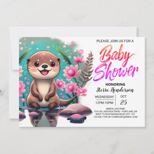 Schattige Otter Boho Baby shower Kaart (Voorkant)