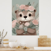 Schattige Otter Boho Waterverf Poster (Keuken)