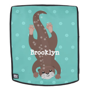 Schattige otter duikende cartoon illustratie rugtassen