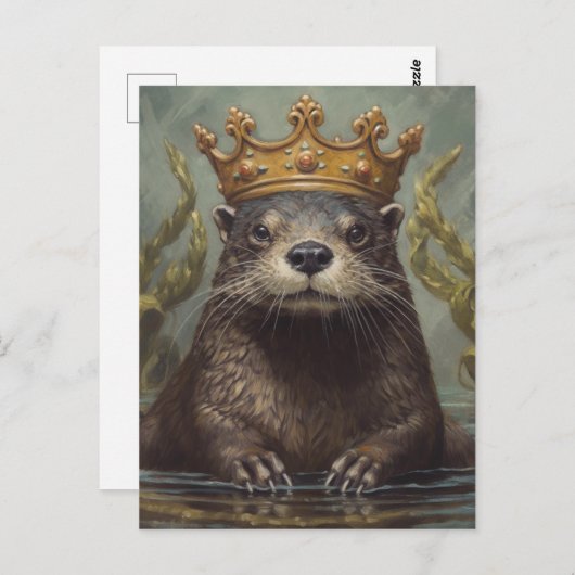Schattige otter in een kroon briefkaart (Voorkant / Achterkant)