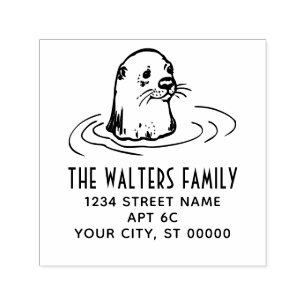 Schattige Otter Kop Naam Retouradres Zelfinktende Stempel