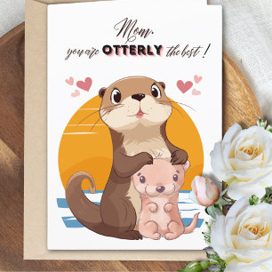 Schattige Otter Moederdagkaart Feestdagen Kaart