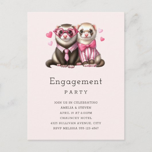 Schattige Otter-paar in een liefdesverlovingsfeest Uitnodiging Briefkaart (Voorkant)