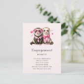 Schattige Otter-paar in een liefdesverlovingsfeest Uitnodiging Briefkaart (Staand voorkant)