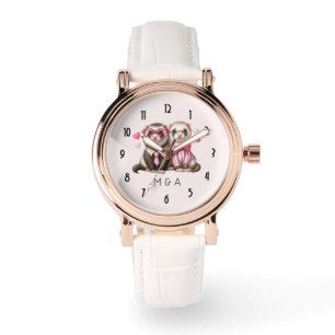 Schattige otter paar verliefd horloge