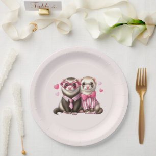 Schattige otter paar verliefd papieren bordje