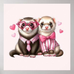 Schattige otter paar verliefd poster