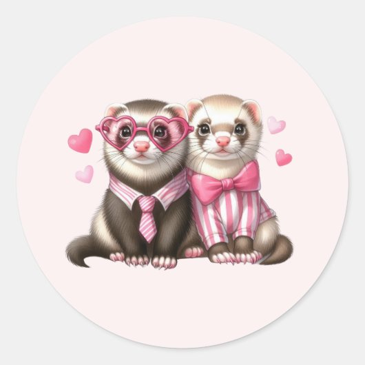 Schattige otter paar verliefd ronde sticker (Voorkant)