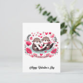 Schattige Otter pun Valentijn Briefkaart (Staand voorkant)