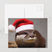 Schattige Otter Santa Hat Briefkaart (Voorkant / Achterkant)