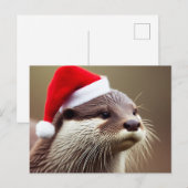 Schattige Otter Santa Hat Briefkaart (Voorkant / Achterkant)