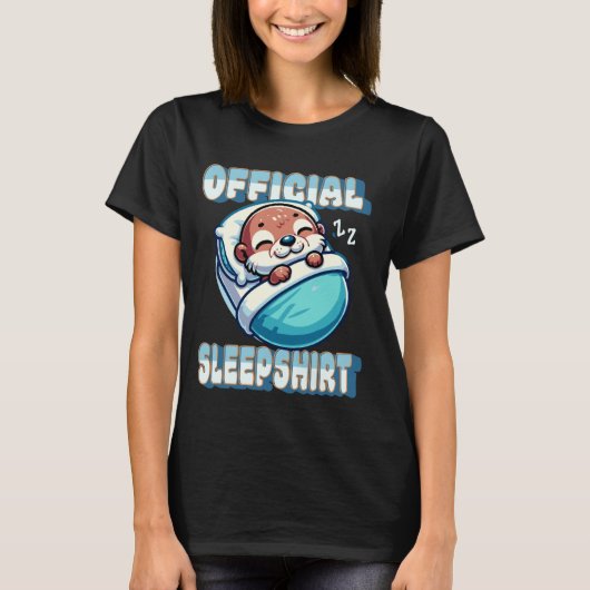 Schattige Otter Slaapkussen Officiële Slaap Shirt (Voorkant)