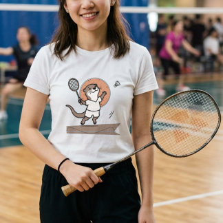 Schattige Otter Speelt Badminton Tri-Blend Shirt