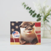 Schattige otter stemming patriottisch briefkaart (Staand voorkant)