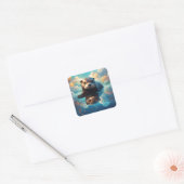Schattige otter vierkante sticker (Envelop)