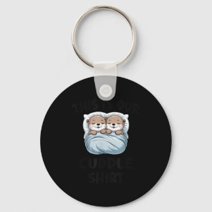 Schattige Otters Knuffelen Dit Is Onze Knuffel Sleutelhanger