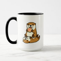 Schattige otters met lolly zoete cartoon dier kuns