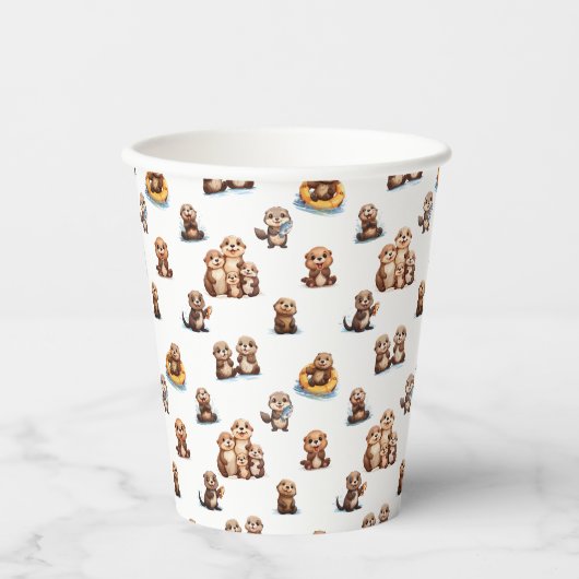 Schattige otters! papieren bekers (Voorkant)