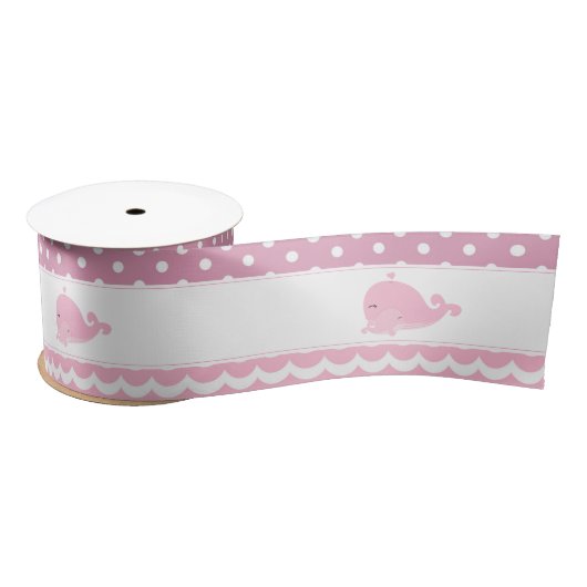 Schattige Ouder & Baby Walvis Roze Meisje Lint (Spoel)