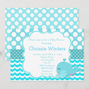 Schattige Ouder & Baby Whale Blue Boy Baby shower Kaart